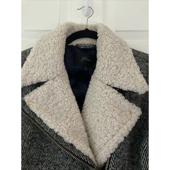 J.Crew Womens Oversized Herringbone Motorcycle Jacket K2383 overcoat Small - Picture 5 of 10